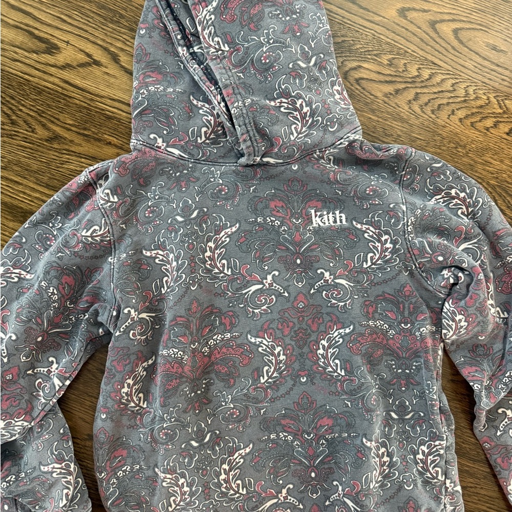 Kith Kids Paisley Hoodie in Gray and Red